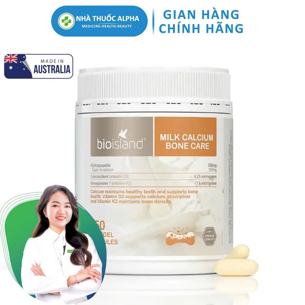 Viên uống hỗ trợ bổ sung Canxi BioIsland Milk Calcium 150 Viên