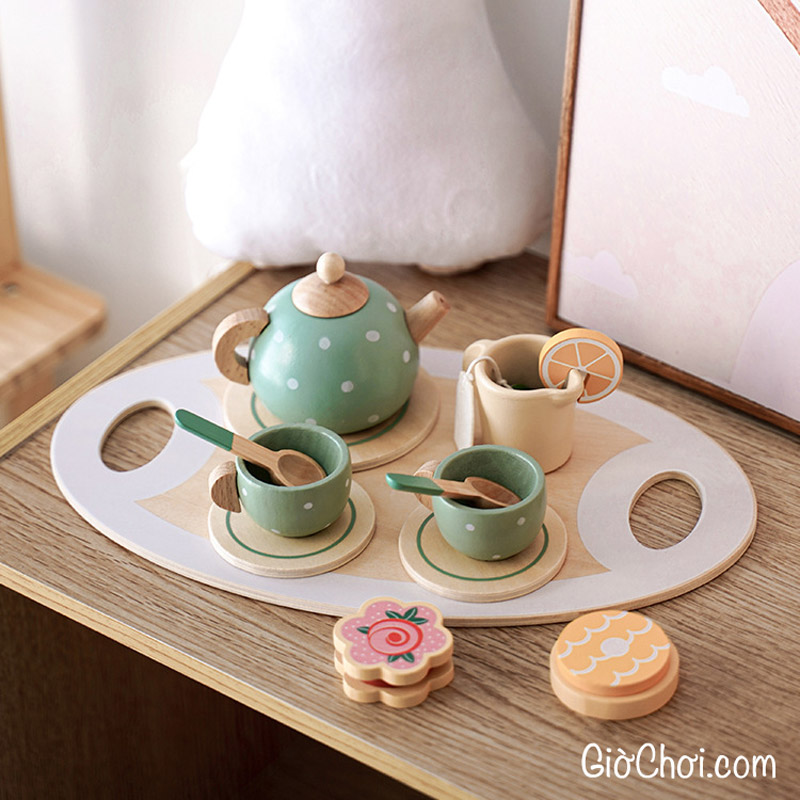 Đồ chơi bộ trà chiều bằng gỗ cho bé từ 3 tuổi
