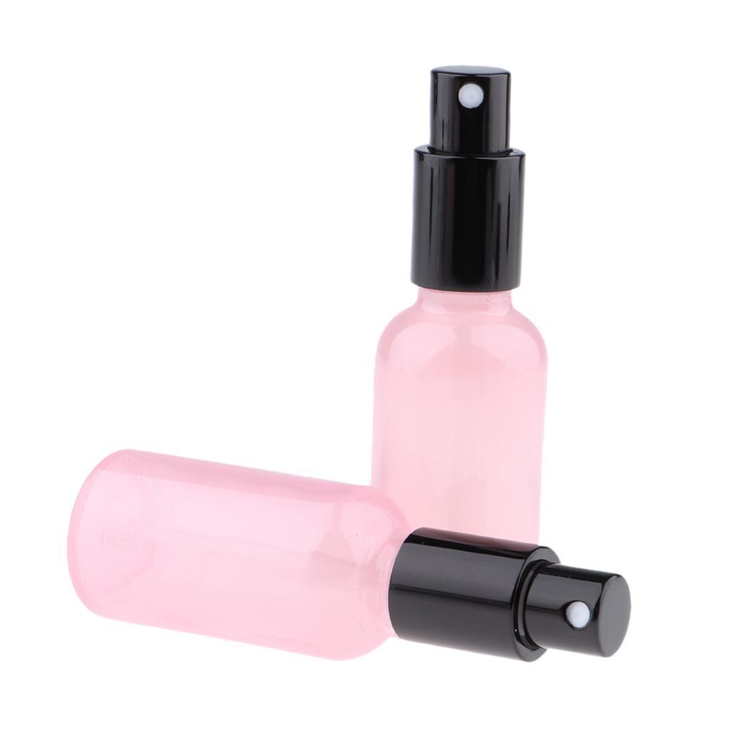 4pcs Pink Empty Glass Pump Spray Bottle Cosmetic Sprayer Container Dispenser