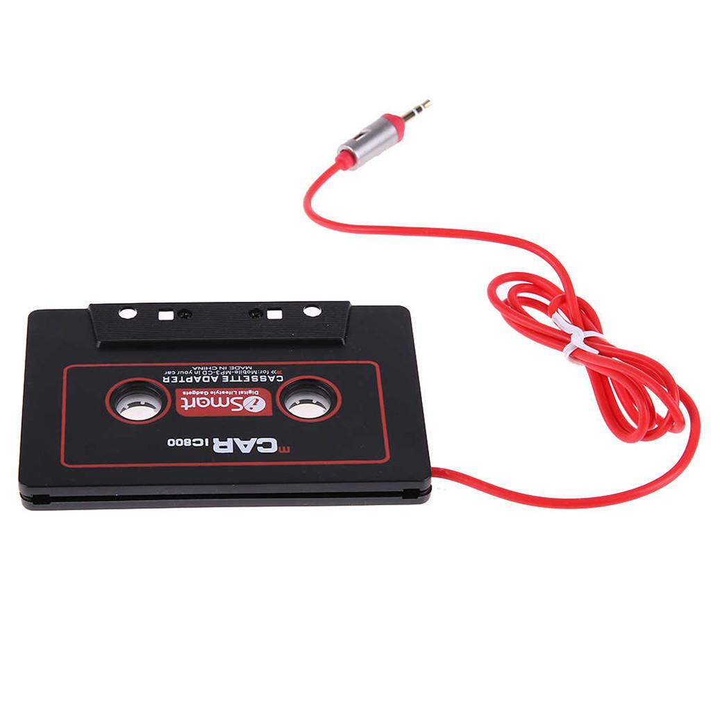 BLACK IN CAR CASSETTE TAPE ADAPTER CD PLAYER 3.5MM STEREO MUSIC AUDIO