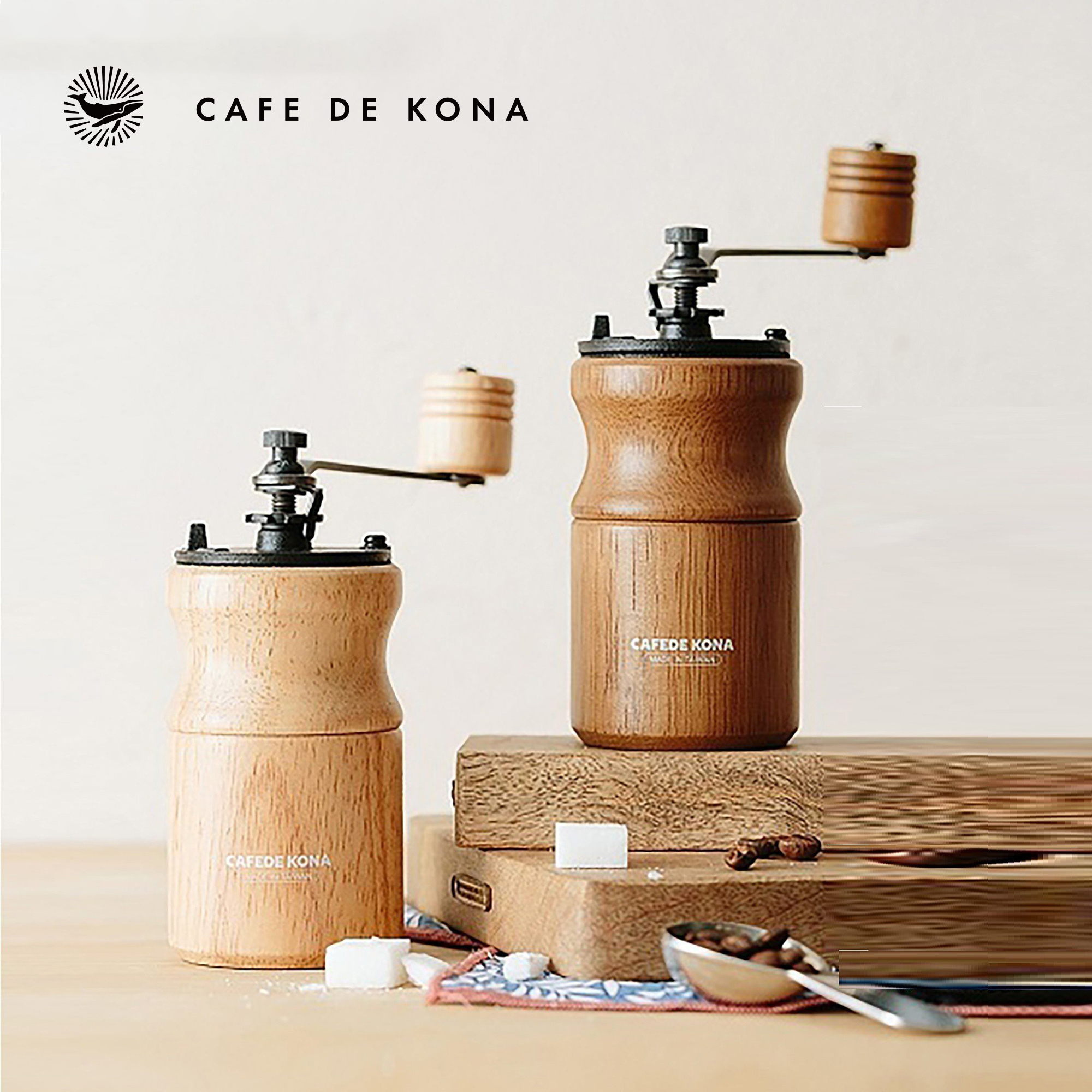 Cối xay cà phê thân gỗ lưỡi thép CAFE DE KONA