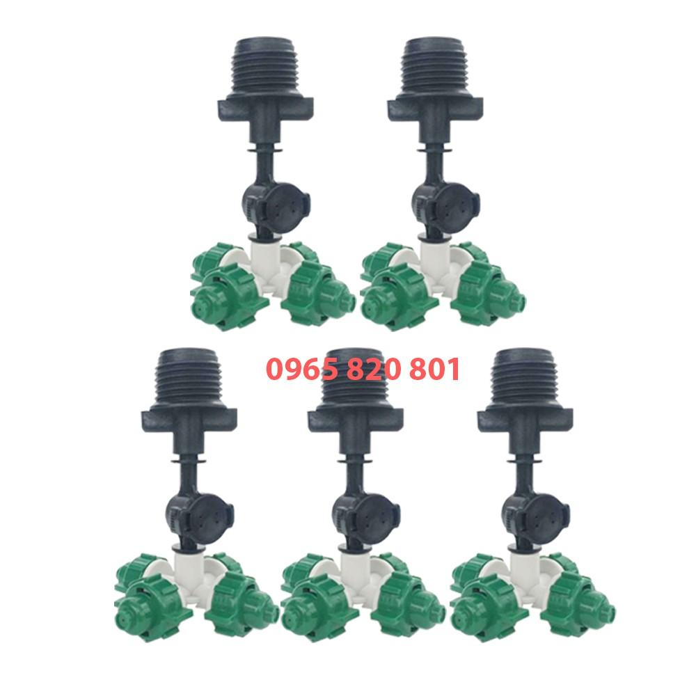 Béc phun sương 4 cửa có van áp kèm ren ngoài 21 tiện lợi