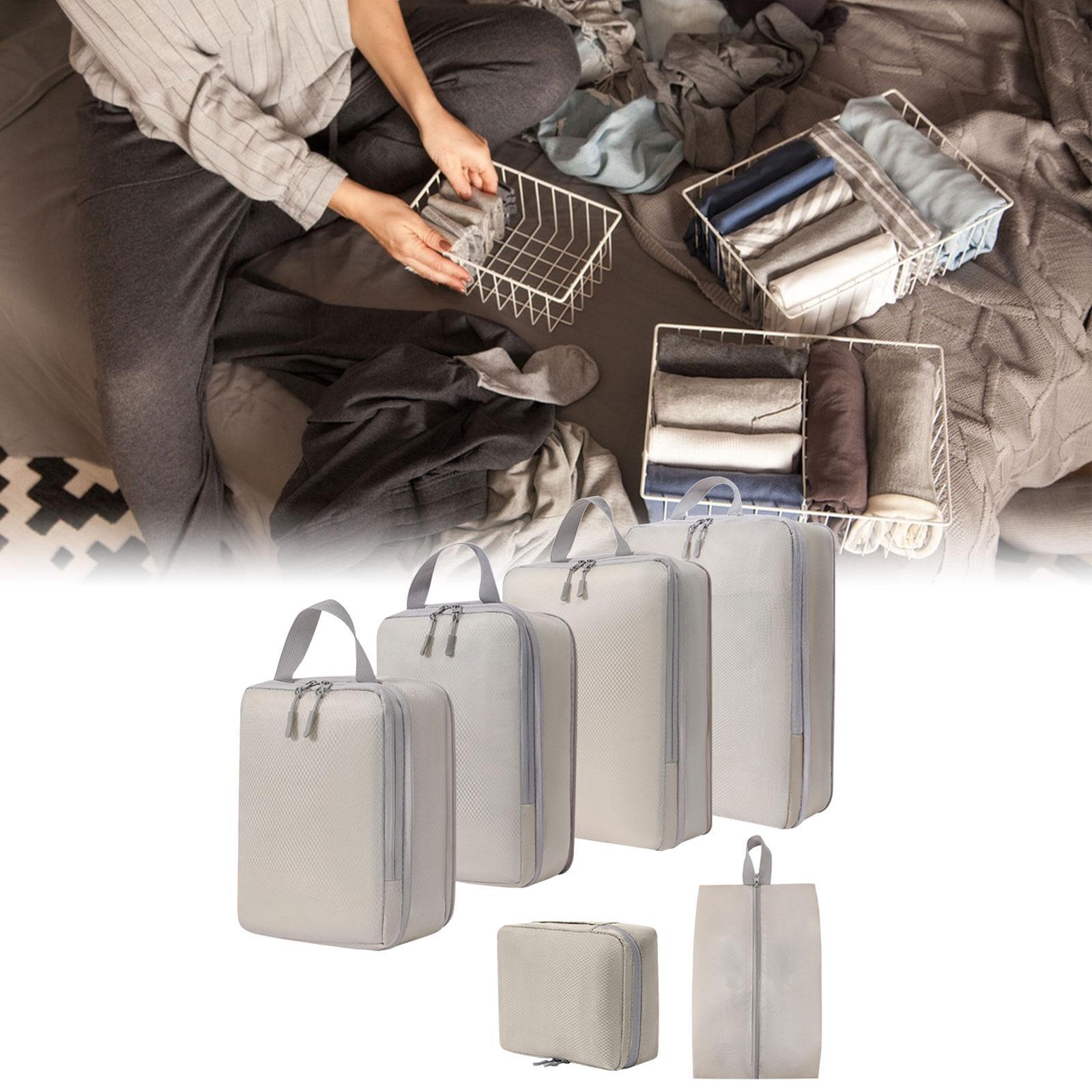 6 Pieces Compression Packing Cubes Laundry Bags for Holidays Outdoor Camping