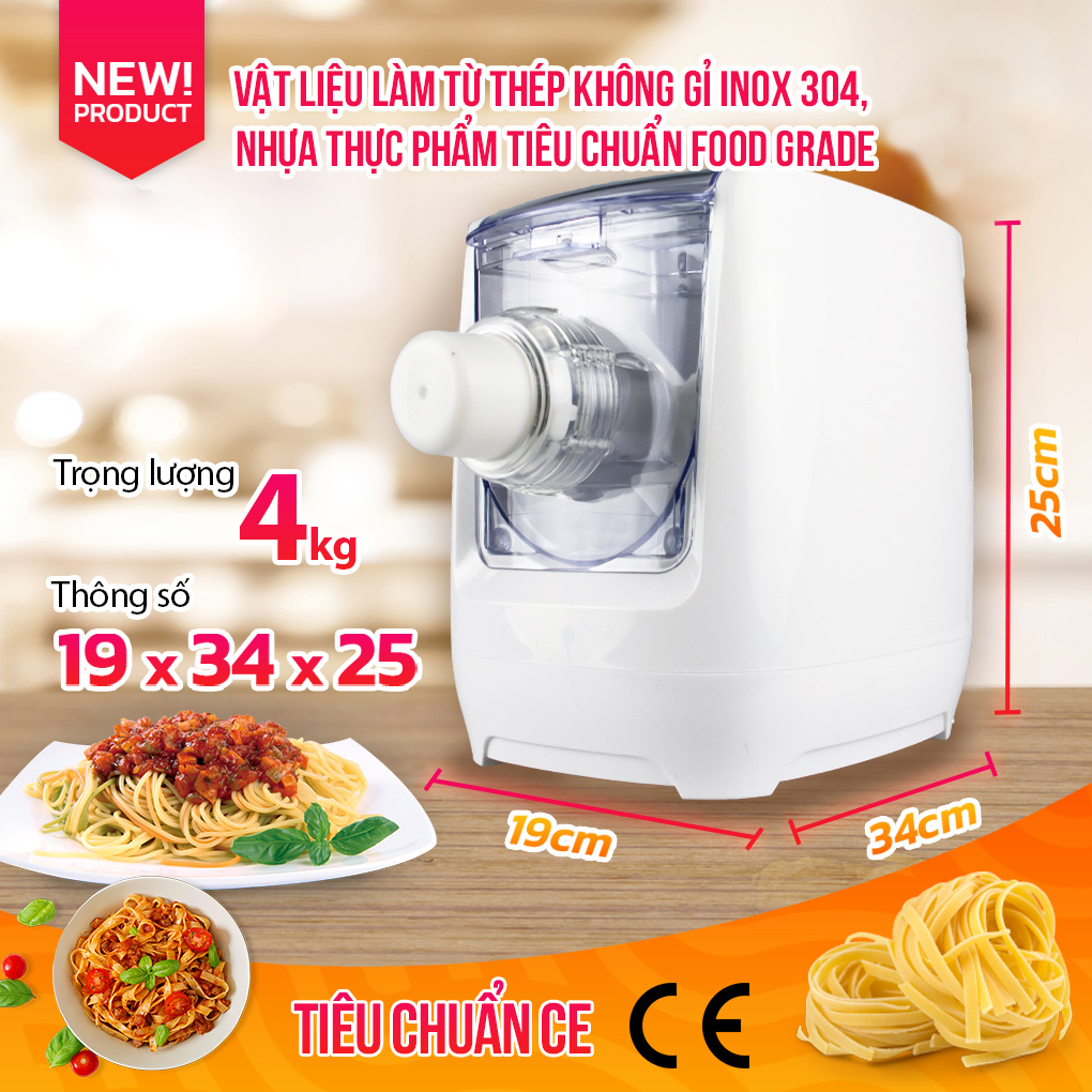 Máy Làm Mì Pasta Maker Thế Hệ Mới Nhất. Làm Được Mọi Loại Sợi Theo Yêu Cầu Với 9 Đầu Tặng Kèm. Hàng Nhập Khẩu Cao Cấp Chính Hãng SGE Thailand