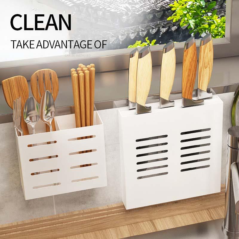 Vật Dụng Nhà Bếp Đấm Không Mạnh Treo Tường Mặt Dây Chuyền Có Giá Để Đồ Inox Giá Để Dao Trắng Kệ Gia Vị Giá