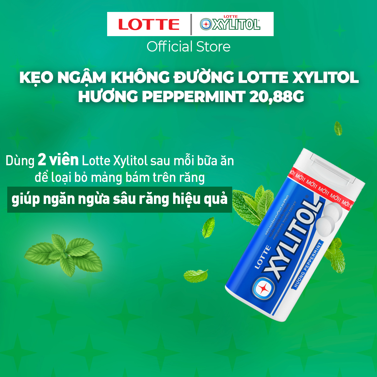 Kẹo ngậm không đường Lotte Xylitol - hương Peppermint 20,88 g