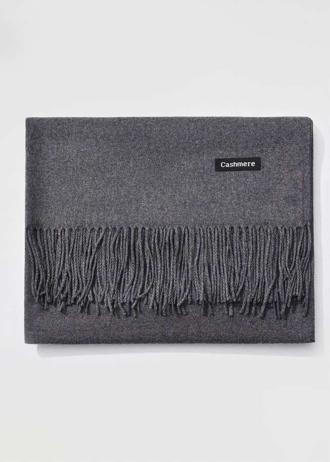 Khăn Choàng Cổ Len Dạ Màu Ghi Xám Trơn - Cashmere - 200x60cm - Mã KC081