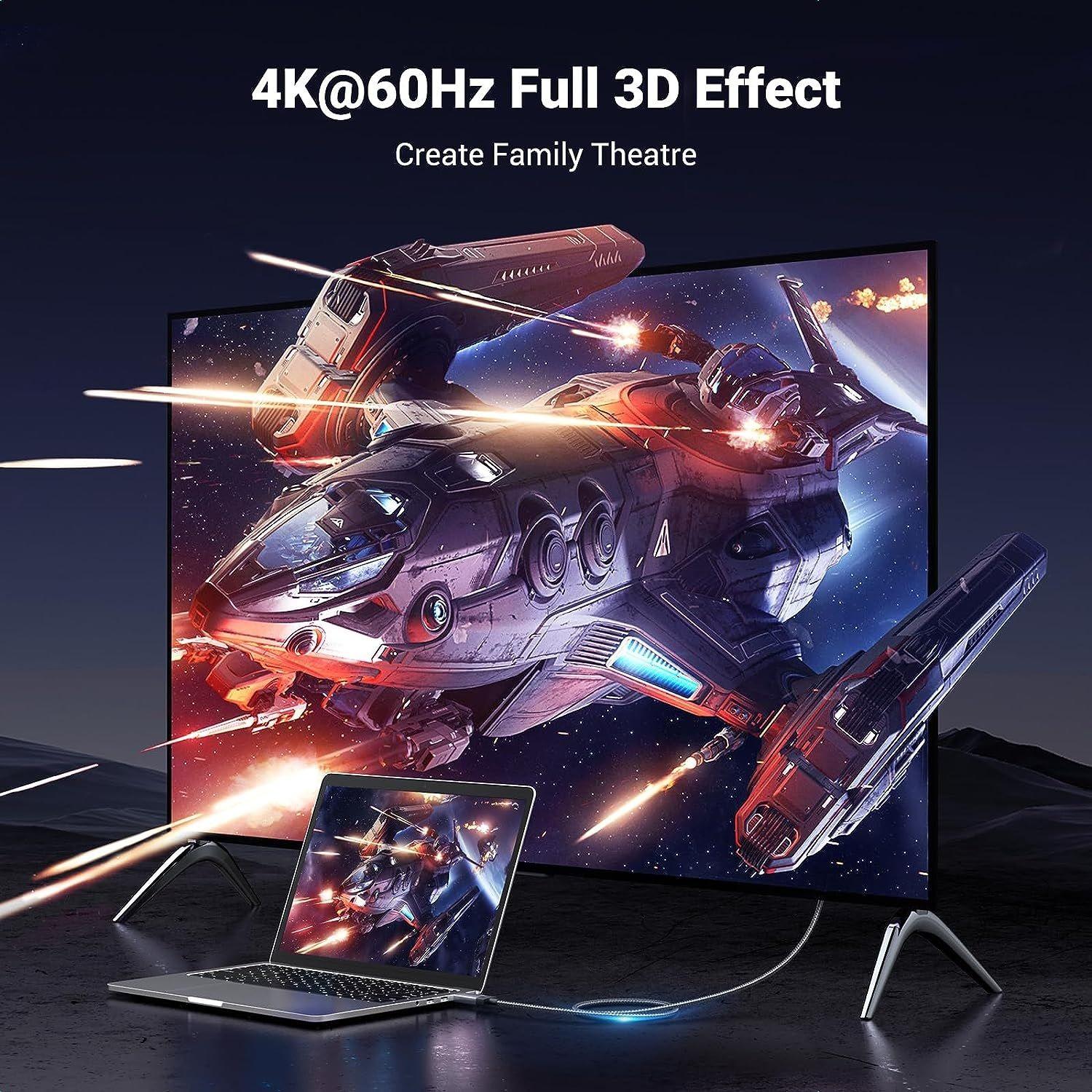 Ugreen UG15773DP119TK 1M 4K60Hz 2K144Hz 1080P240Hz Cáp chuyển Displayport sang HDMI dây bọc dù - HÀNG CHÍNH HÃNG