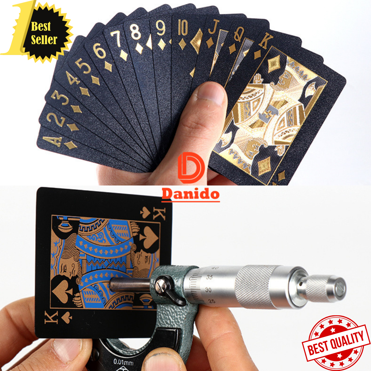 Bộ bài tây nền đen cao cấp - Bài tây nhựa PVC chống nước, đàn hồi tốt - Bộ bài Poker cao cấp nền đen chính hãng D Danido