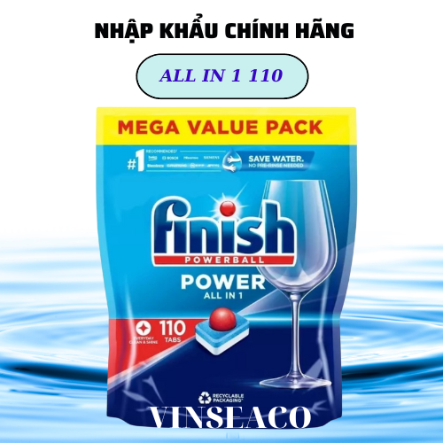 Viên rửa bát finish All in one 110 viên 10 in 1 dùng cho máy rửa bát, 110 viên finish All in 1 với 10 chức năng trong 1 viên tính năng như viên rửa chén finish all in 1 max