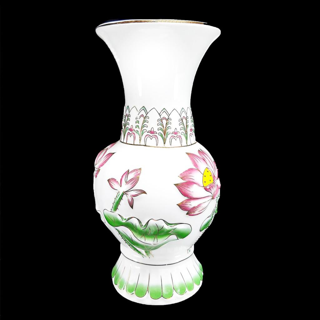 BÌNH BÔNG,LỌ HOA SEN TÍM 108 CAO 19.5CM,25CM