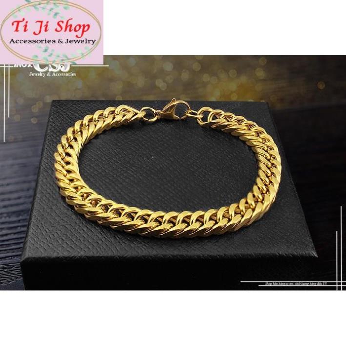 LẮC TAY NAM INOX MẠ VÀNG KIỂU LẶC ĐÔI 9mm đẹp mà chất