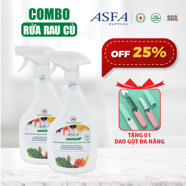 [Combo 2 chai] Nước rửa rau củ quả ASFA khử mùi khử khuẩn 500ml