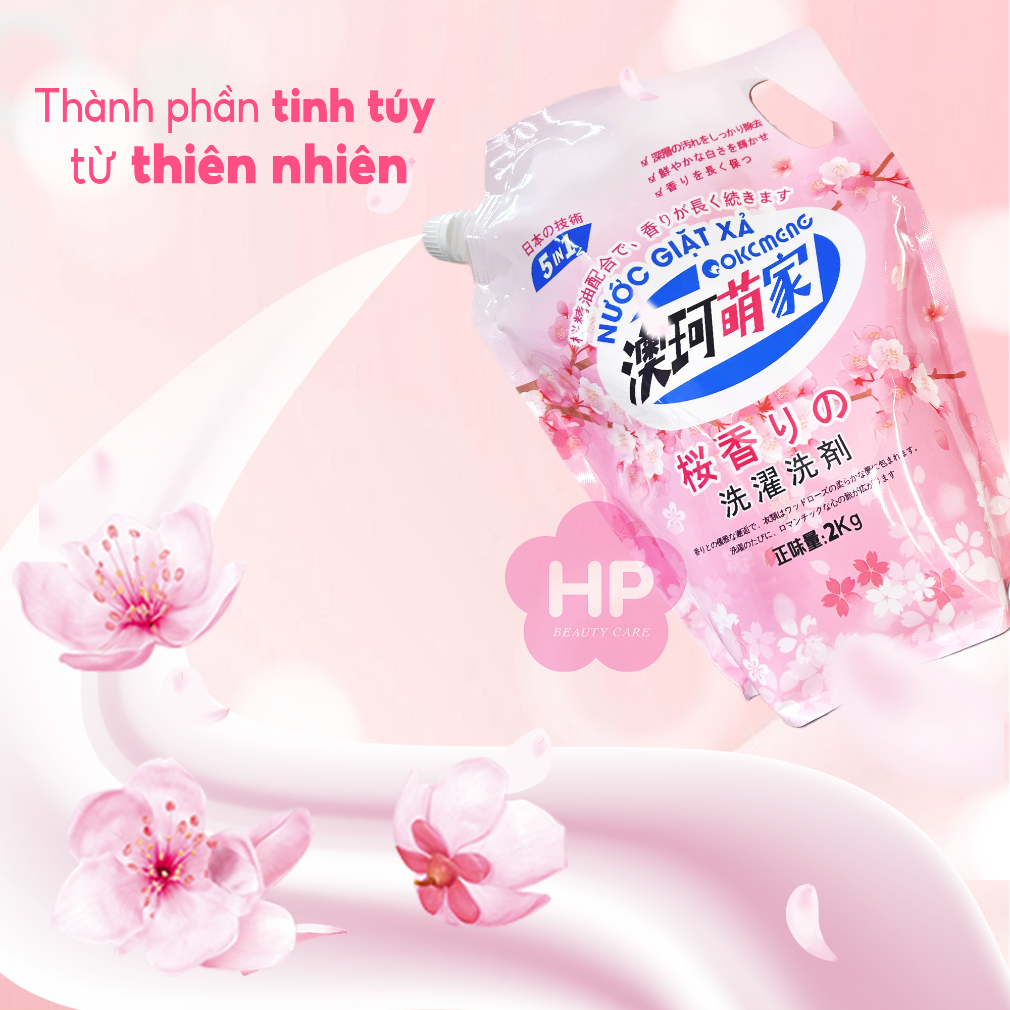 Nước Giặt Xả Vải Okcmeng Hương Hoa Anh Đào 2kg