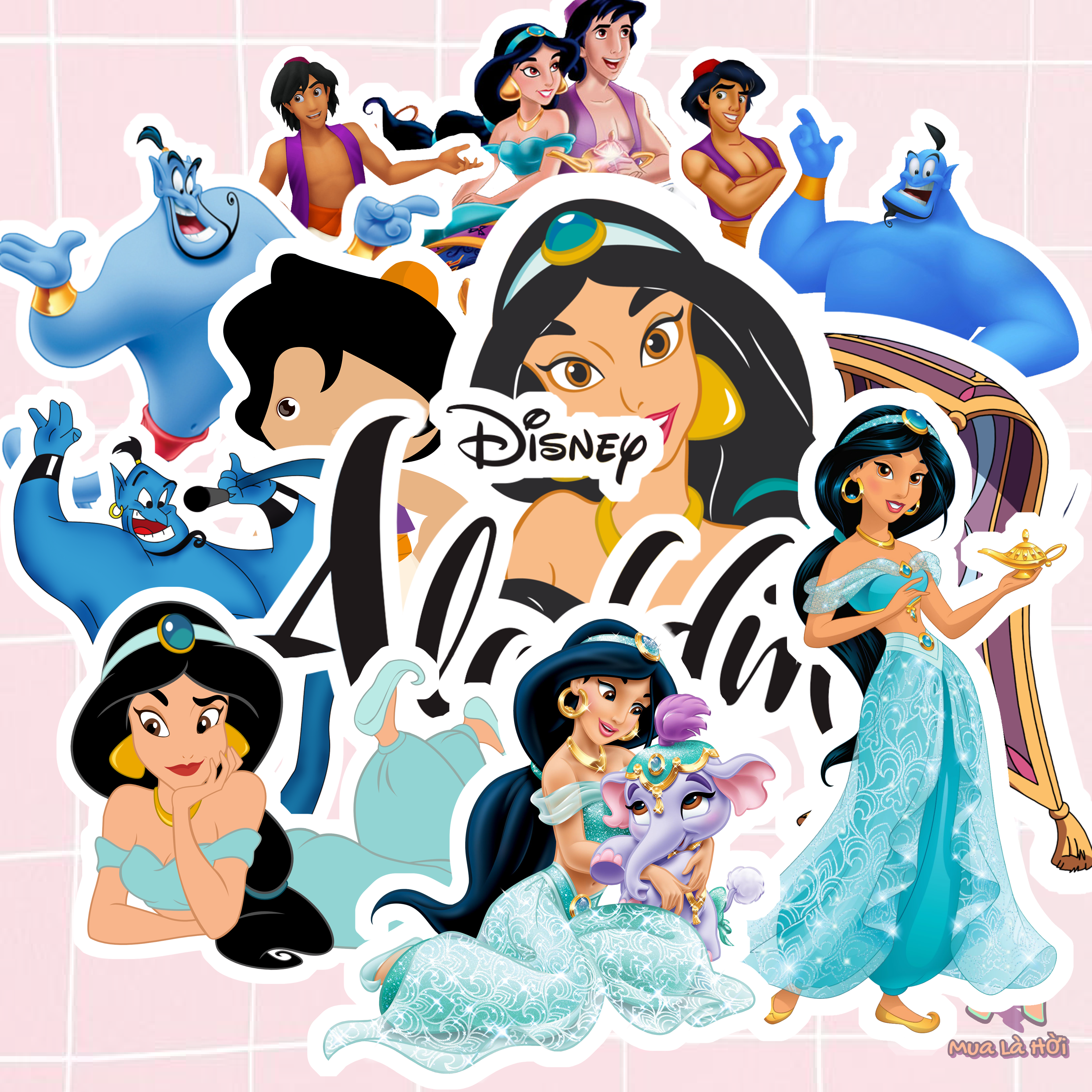 Miếng dán Stickers chủ đề Aladdin và cây đèn thần