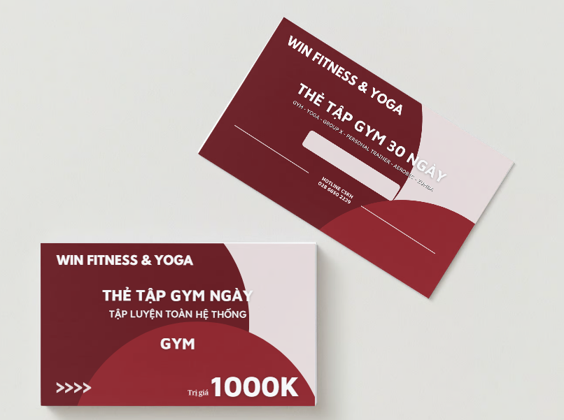 Thẻ tập GYM 30 ngày - Win Fitness & Yoga (Kèm ưu đãi khi đăng ký gói trung hạn)