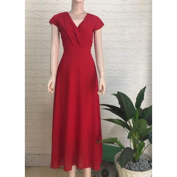 ĐẦM MAXI CỔ V TAY CON
