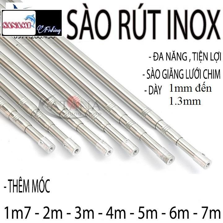 Sào Cá INOX Đa Năng Sào Chim Sào Phơi Đồ Đủ Size Chuyên Bẫy Chim Làm Cán Vợt,Cán Liềm 4m đến 7m S-1