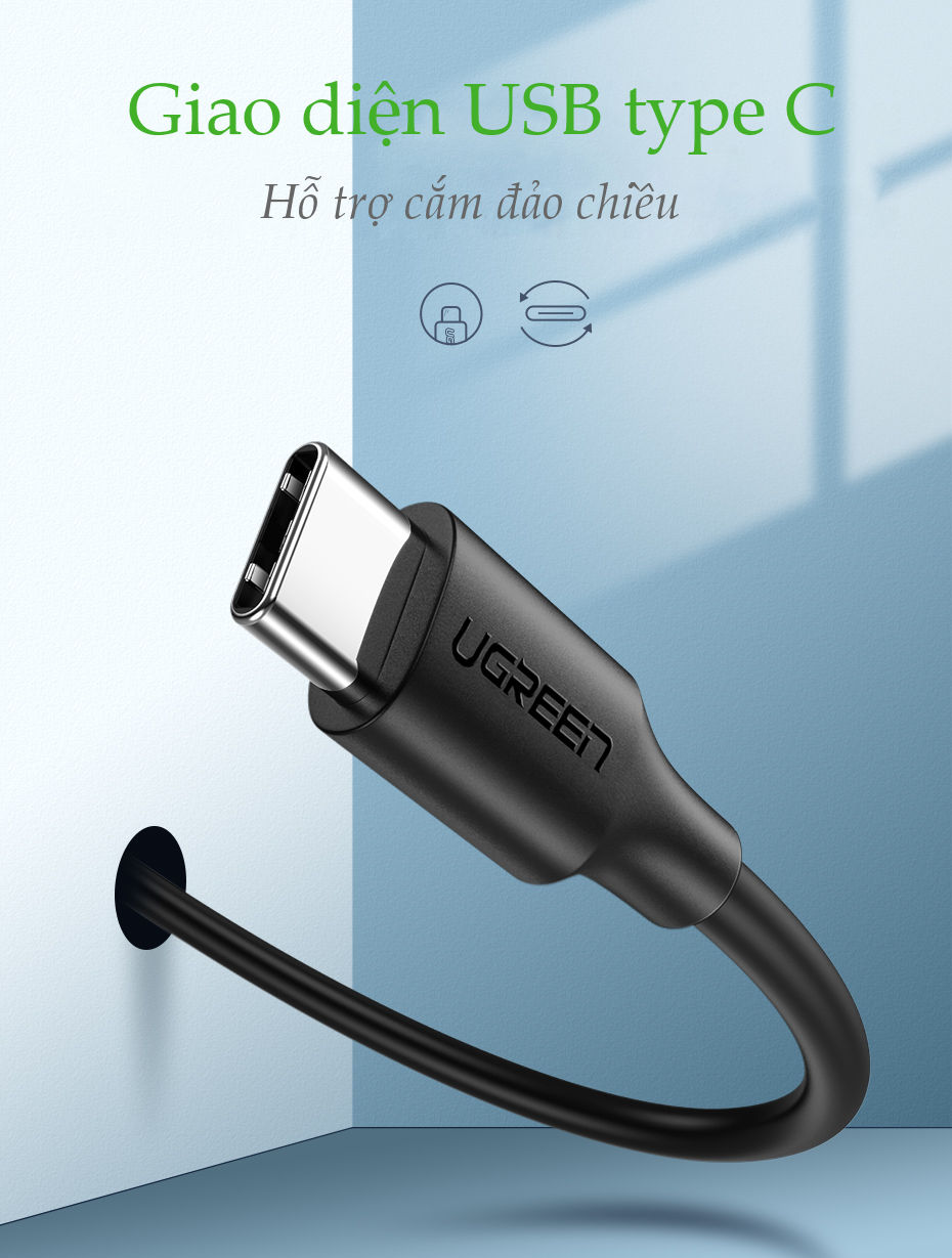 Cáp sạc nhanh Type-C - Hãng sản xuất UGREEN US287 - dòng tối đa 3A, độ dài 3m, siêu bền - Hàng nhập khẩu chính hãng