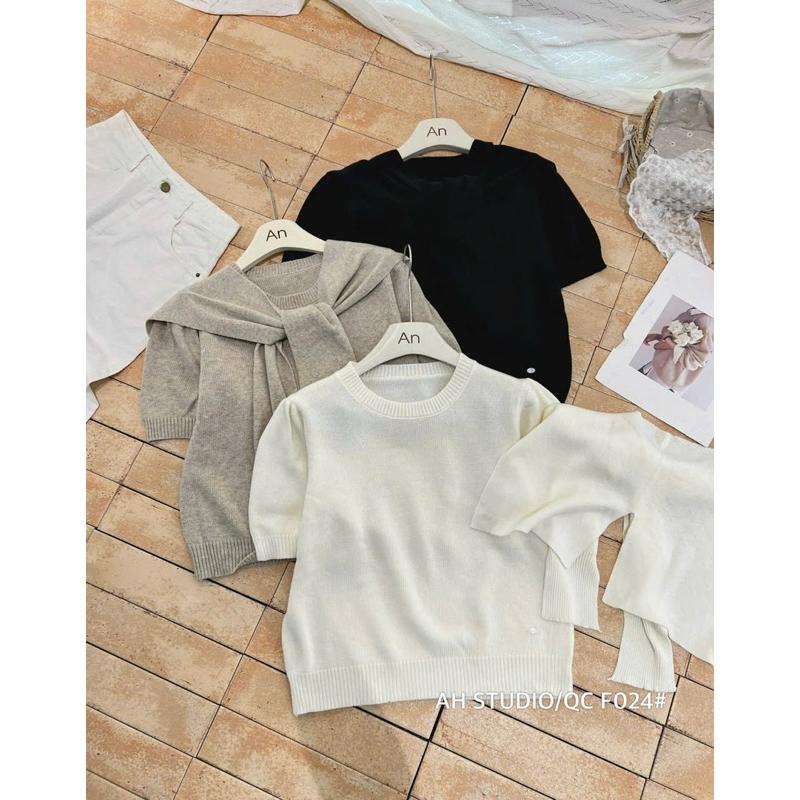 Thu.NStore- SET ÁO LEN TAY NGẮN KÈM KHĂN QCL1 BY JOLIE