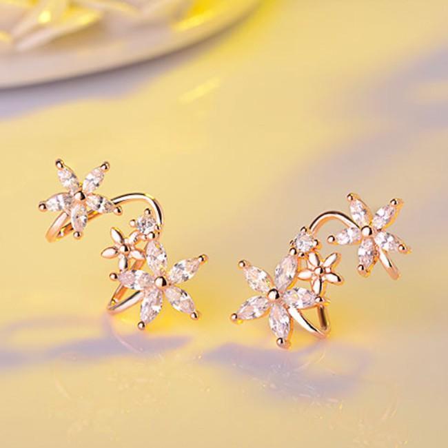 Bông tai hoa đôi nạm đá zircon BHBT278