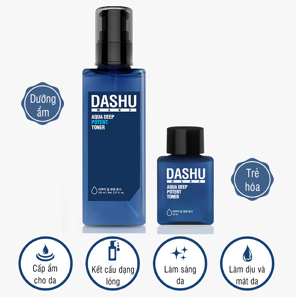 Nước hoa hồng mini size DASHU Aqua Deep Potent Toner 30ml nước cân bằng da chăm sóc và dưỡng ẩm da TM-TN09