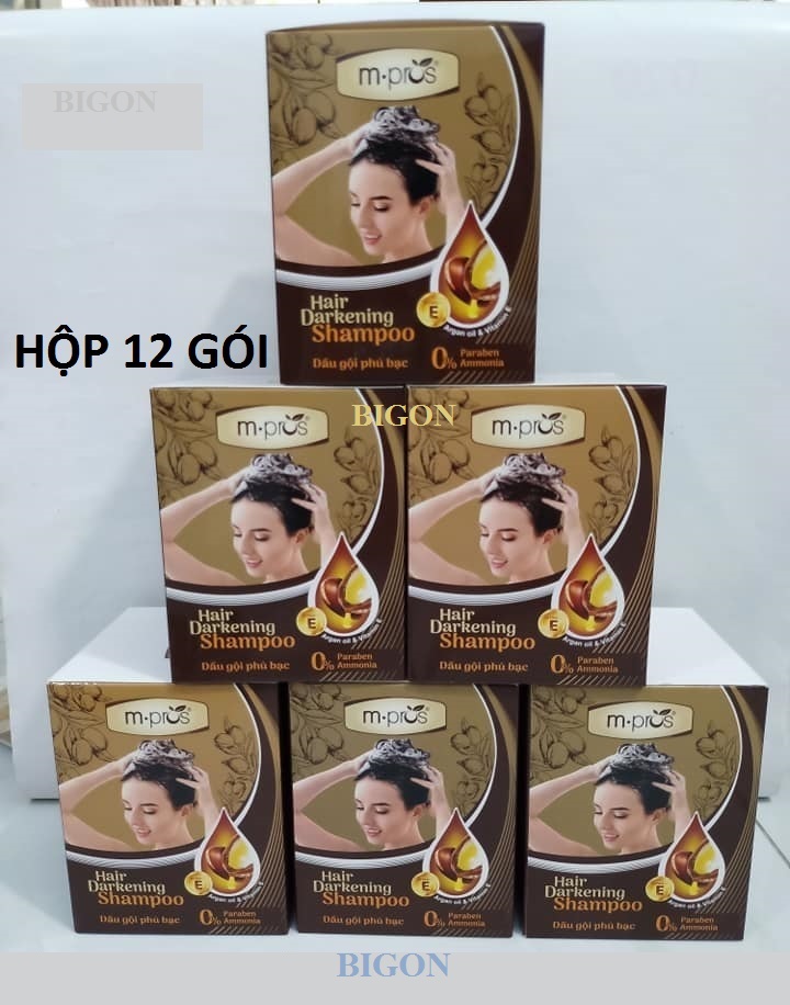 [Nâu Mocha] Dầu Gội Nhuộm Tóc Nâu Phủ Bạc 100% Thảo Dược Siêu Dưỡng M.PROS 25ml - M5