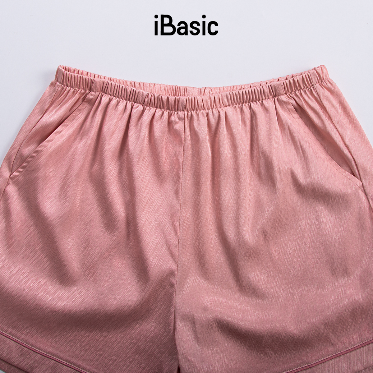 Đồ bộ mặc nhà nữ pyjama satin xước iBasic quần đùi áo tay lửng HOMW047