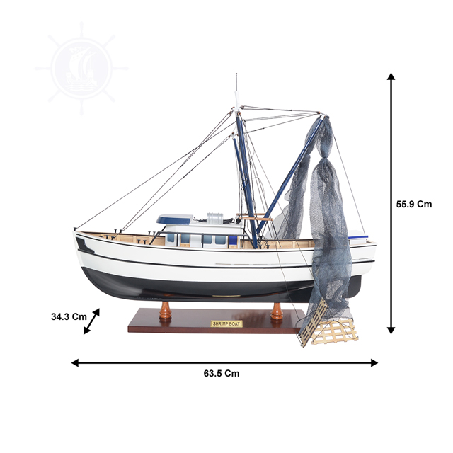 Mô Hình Thuyền Gỗ Shrimp Boat Dùng Để Trưng Bày Trang Trí Dài 63 Cm