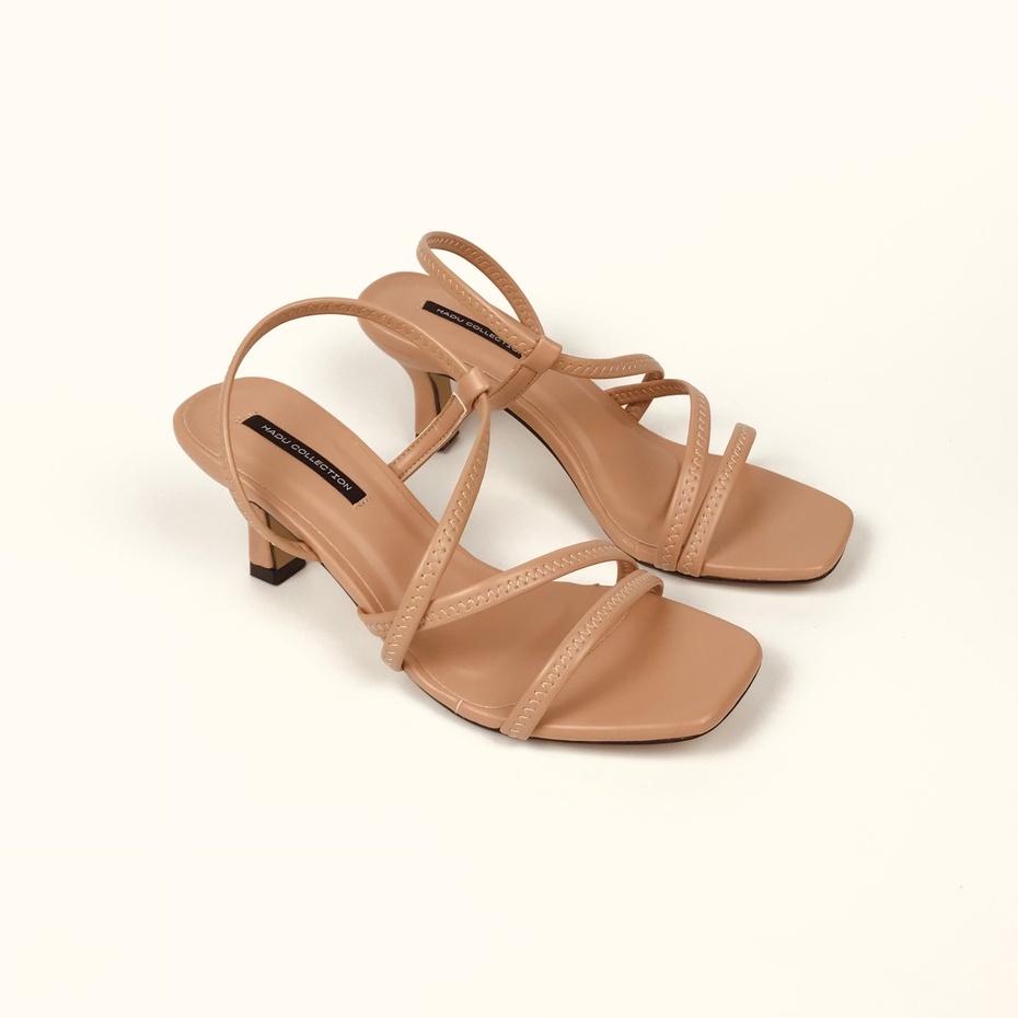 Giày Sandal cao gót 5p quai chéo HADU G570 quai thun êm mềm đế cao su chống trơn