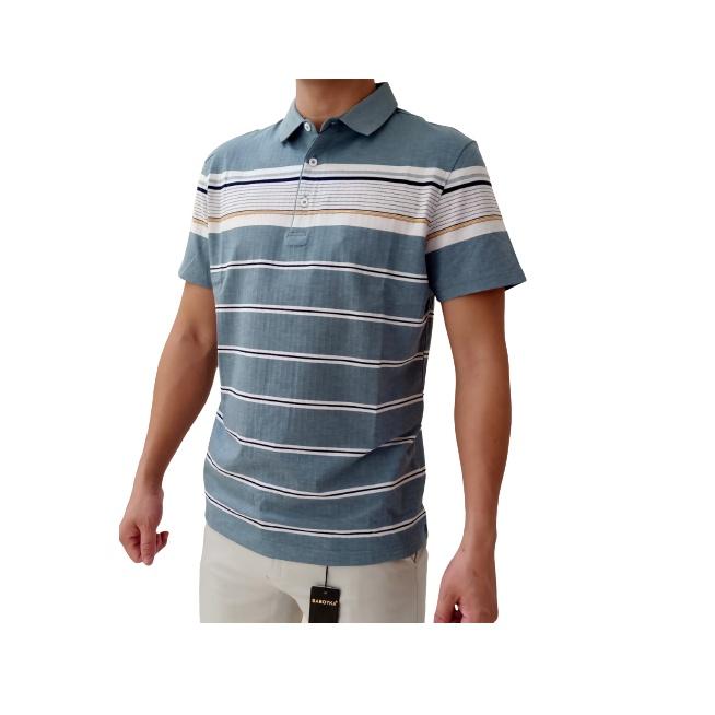 Áo Polo nam Phối Kẻ Chất Cotton Logo Thương Hiệu BABOYKA Trẻ Trung Lịch Lãm