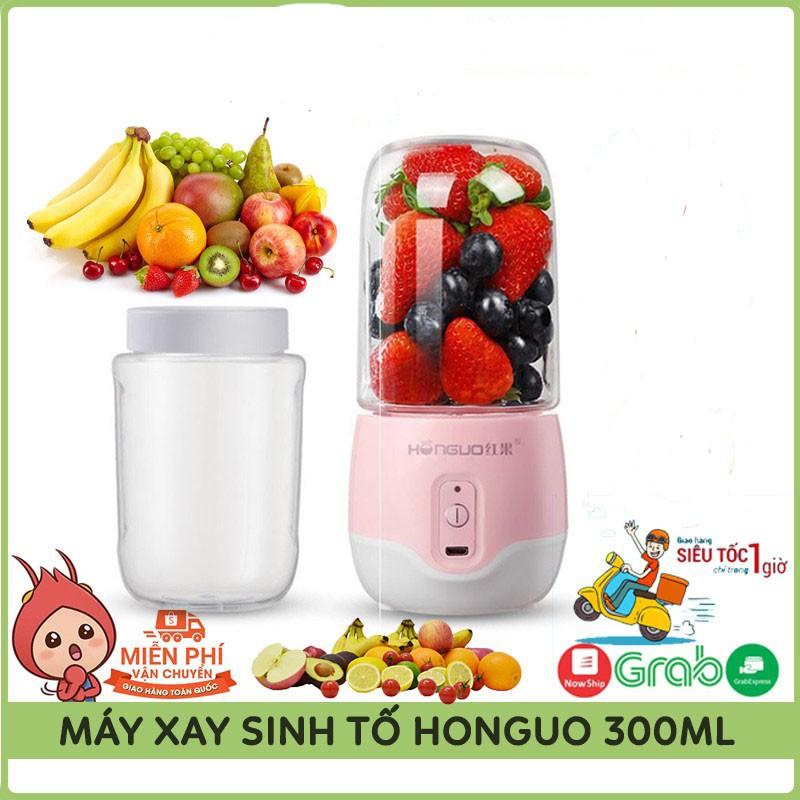 ️XAY ĐƯỢC ĐÁ️ Máy Xay Sinh Tố HONGUO, Máy Say Sinh Tố Cầm Tay Sạc Tích Điện 300Ml,Dung Lượng Pin 1200Mah, Siêu Tiện Dụ