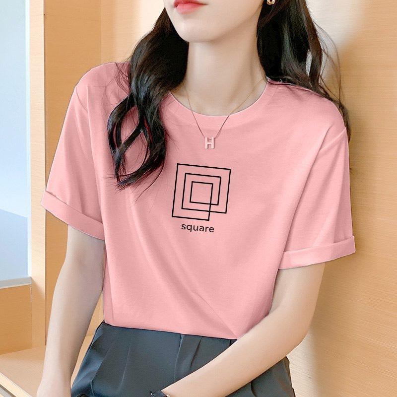 Áo thun tay ngắn dáng rộng dễ thương, áo thun thể thao phong cách Hàn Quốc cho nữ 2022 T045 Freesize (Dưới 60kg)