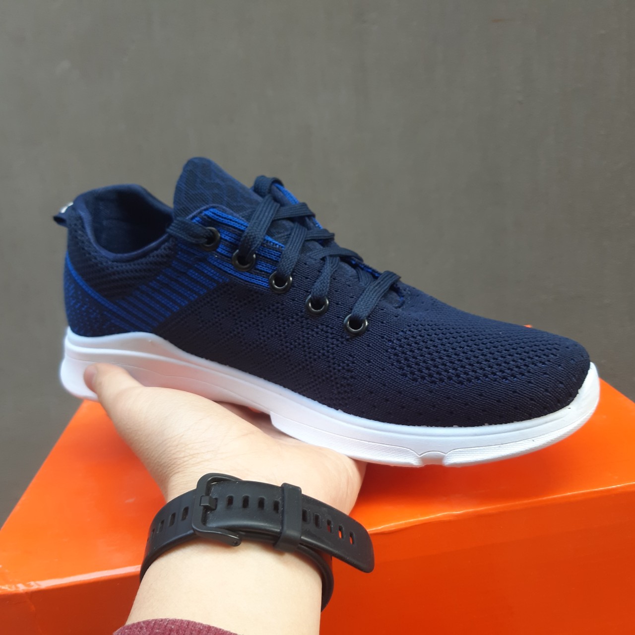 (Ảnh Thật) Giày Thể Thao Nam Màu Xanh Thậm, Sneaker Nam Đế  Cao Su Non Đúc Êm Chân Thoáng Khí S080