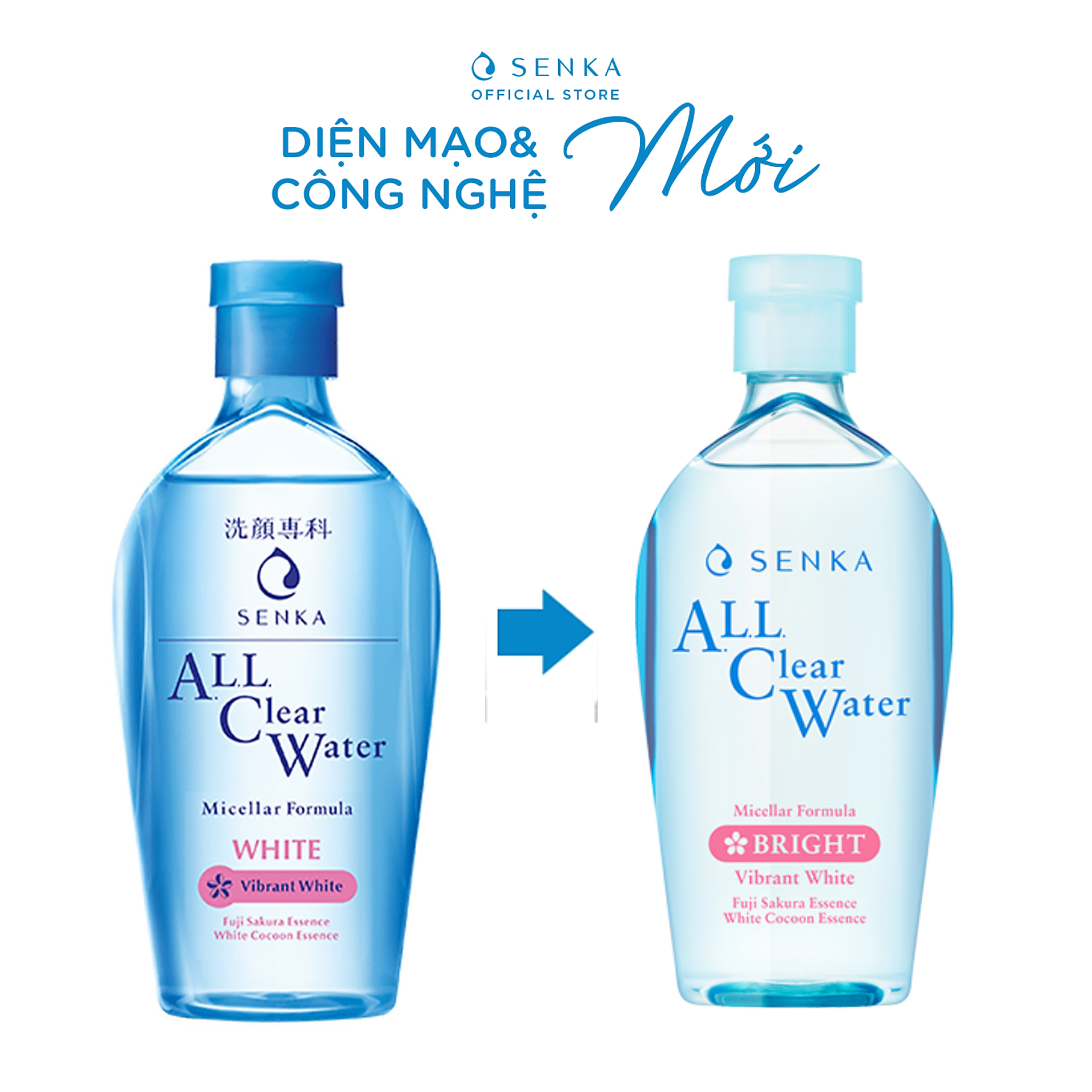 [Made in Japan] Bộ đôi Nước tẩy trang Micellar Không Cồn Sạch Sâu Giảm Thâm Sạm SENKA A.L.L CLEAR WATER WHITE 230ml