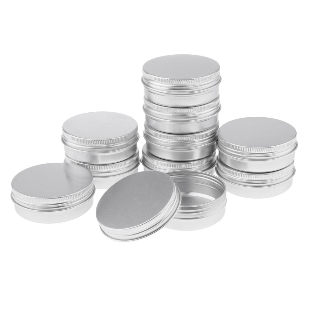10 X 60ml Mỹ Phẩm Nhôm Tròn Kem Rỗng Lip Balm Hộp đựng Lọ Tin