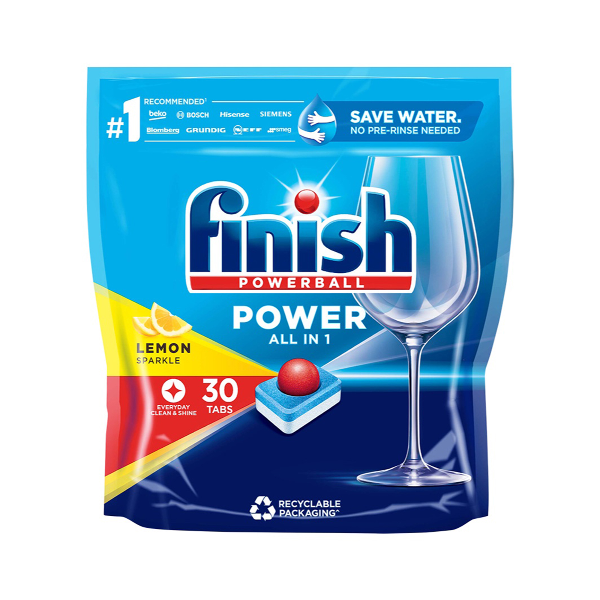 Viên rửa chén bát Finish All in one max 30 viên hương chanh