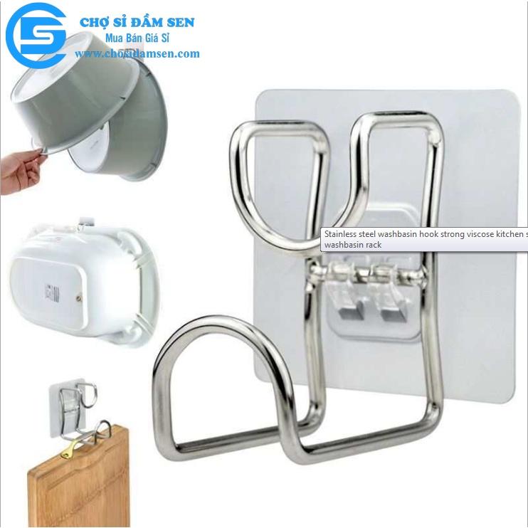 Móc dán tường treo thau, chậu, thớt, móc treo vật dụng gia đình siêu tiện lợi, tiết kiệm không gian