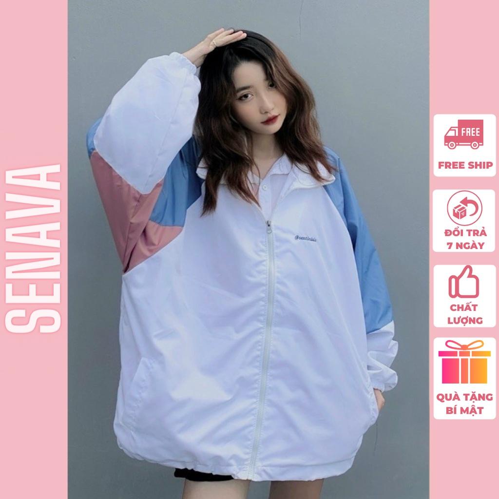 Áo khoác dù nữ nam Jacket 2 Lớp, Áo khoác gió Ulzzang Bomber Unisex SENAVA