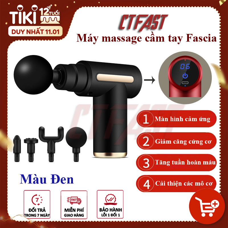 Máy massage mini cầm tay CTFAST-720: Mát xa 6 cấp độ, hỗ trợ maassage chuyên sâu, giảm đau cơ, cứng khớp hiệu quả nhanh chóng, đi kèm 4 đầu chuyên dụng - Quà tặng cho sức khỏe