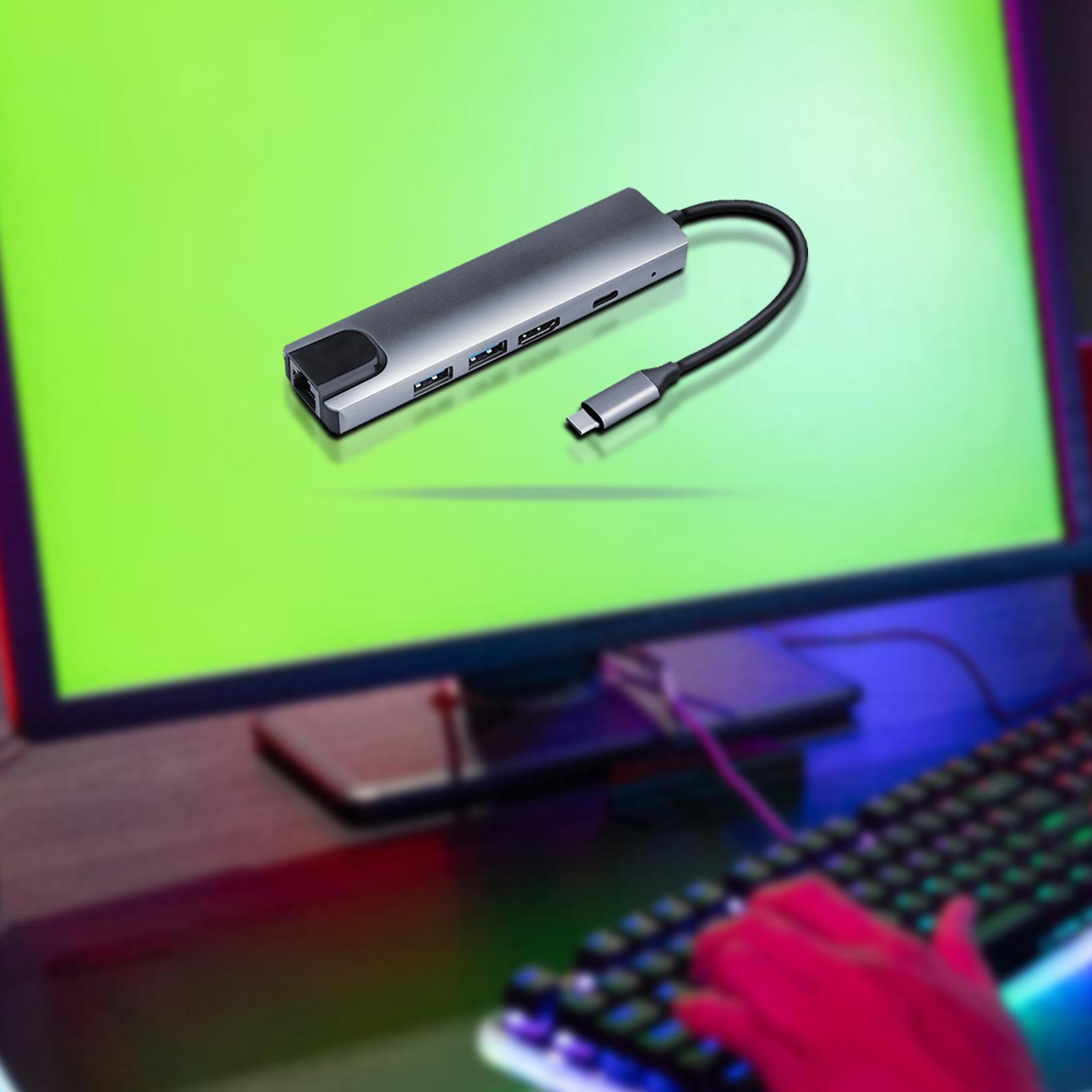 Type-C HUB to 2x USB 3.0 65W PD Charging Port Adapter