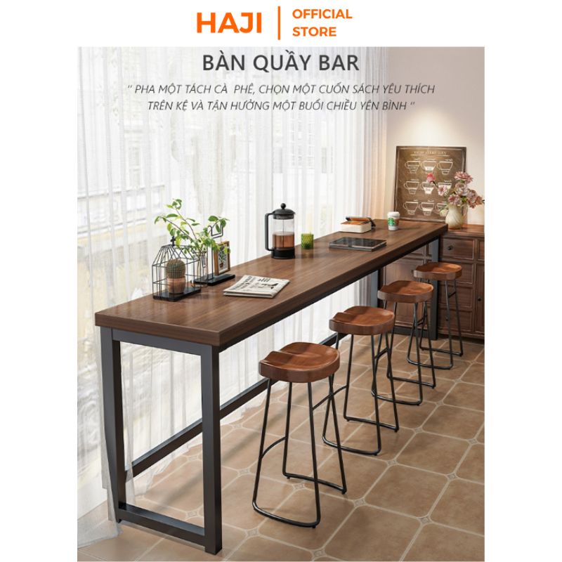 Bàn cafe gỗ dài, bàn họp, bàn bar thiết kế hiện đại tối giản thương hiệu HAJI - GM89