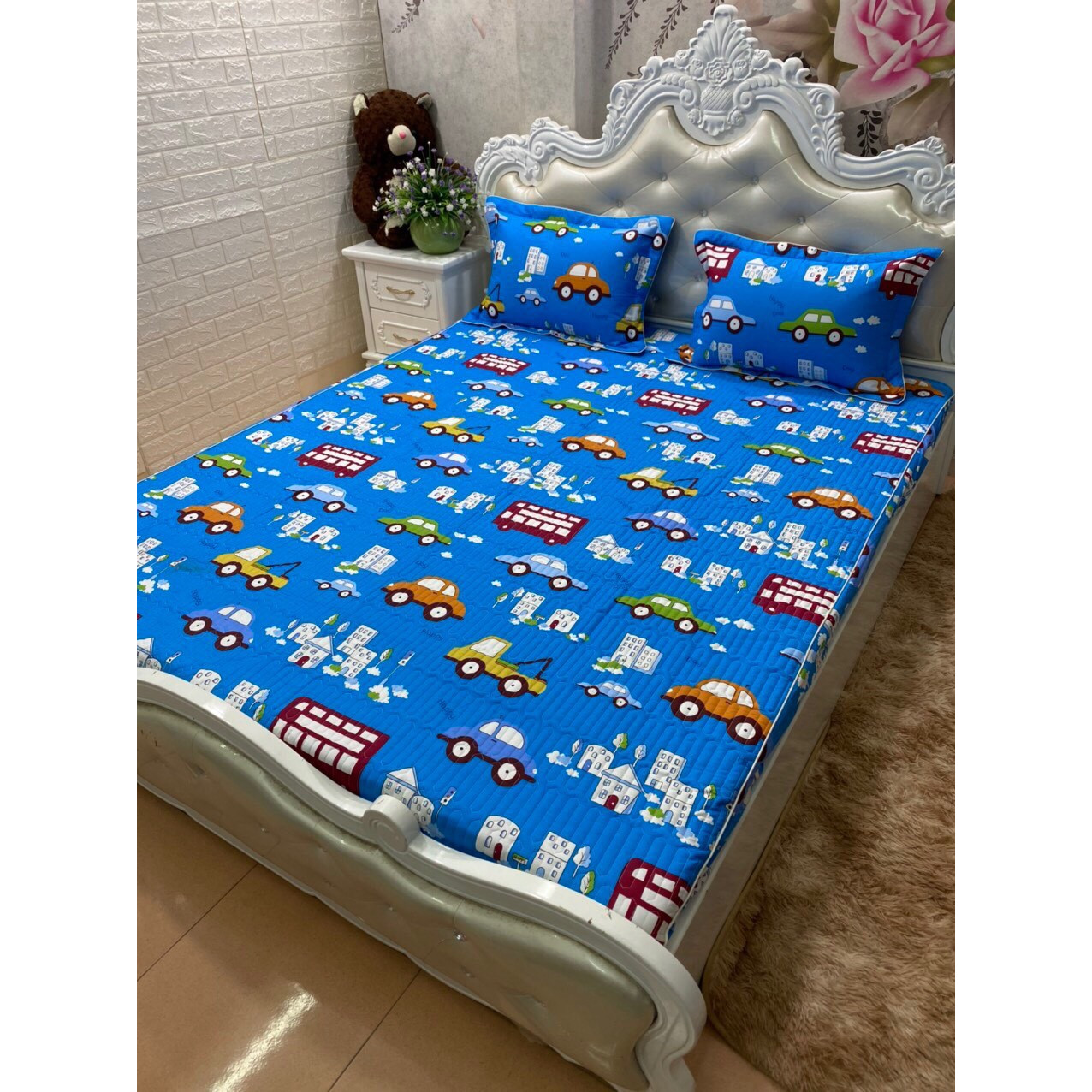Bộ Ga Gối Chun Trần Cotton 100% - Ô Tô