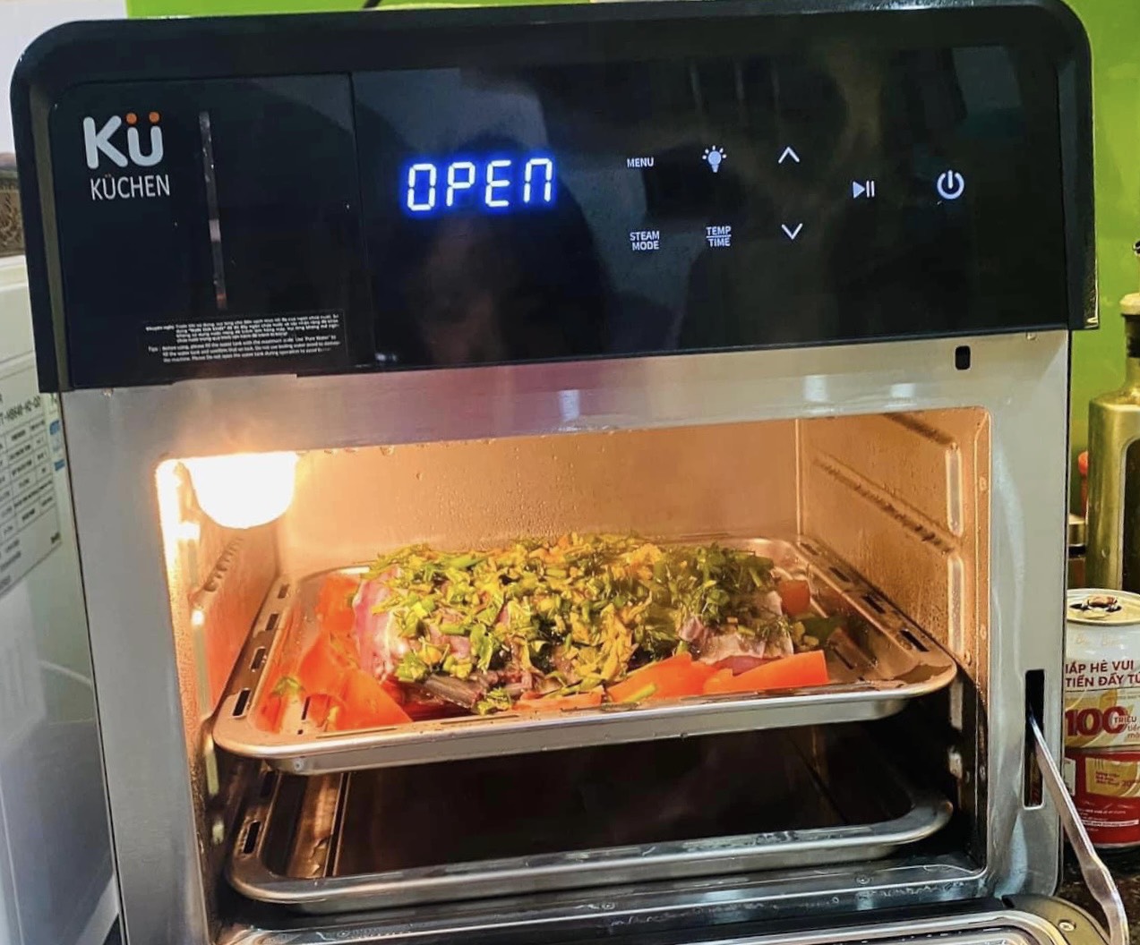 Nồi Chiên Không Dầu Kết Hợp Nồi Hấp - KUCHEN ĐỨC -  KU PCL2228 - 15 Lít - Hàng chính hãng.