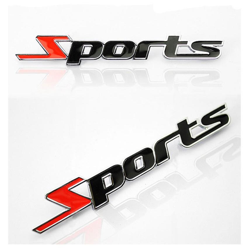 Logo nổi chữ SPORT kim loại trang trí ô tô, xe máy