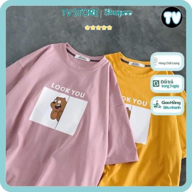 Áo Phông Unisex TVSTORE Áo thun tay lỡ form rộng unisex - phông nam nữ oversize - T shirt Gấu look you a