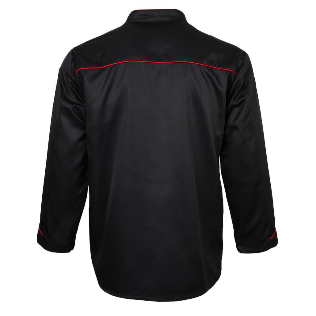 Men Women Piping Chef Jacket Coat Uniform Long Sleeve Hotel Kitchen Apparel Tops