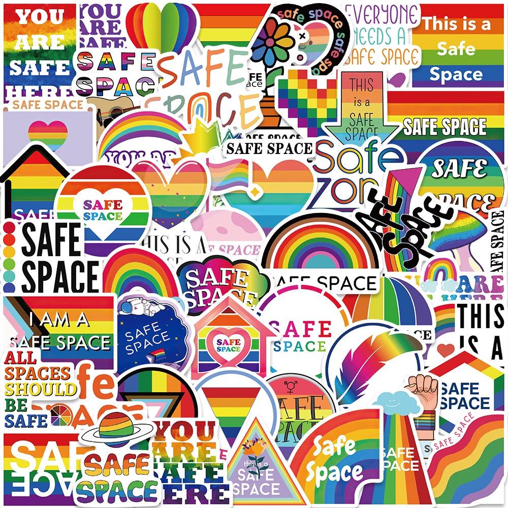 Set 50 Cái STICKER Cầu Vồng 7 Màu Chống Thấm Nước Trang Trí Điện Thoại , Laptop , Vali Siêu Nét