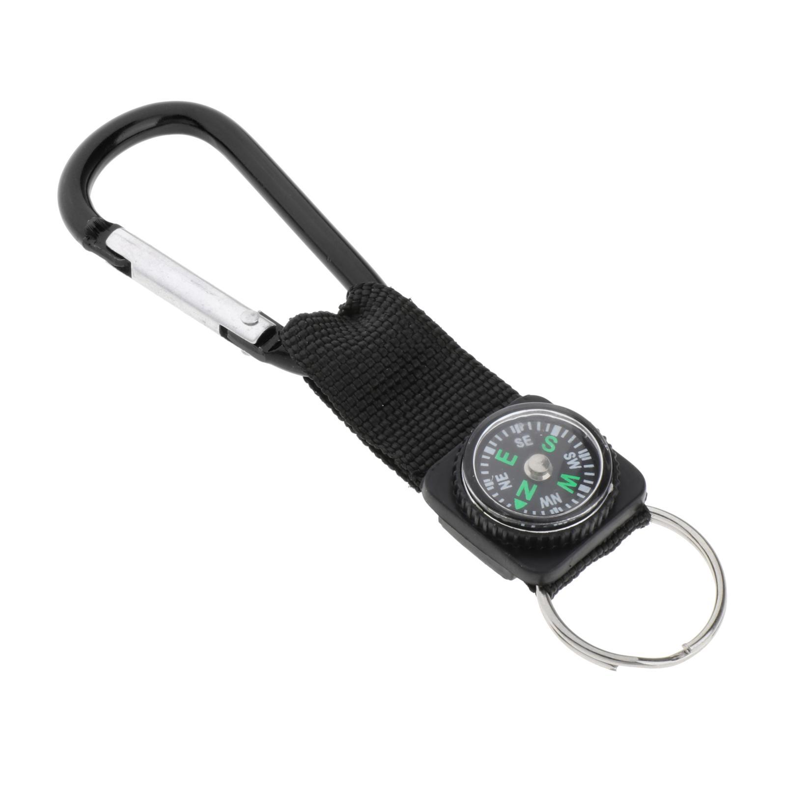 10Pcs Camping Carabiner Compass Keyring Climbing Equipment Black