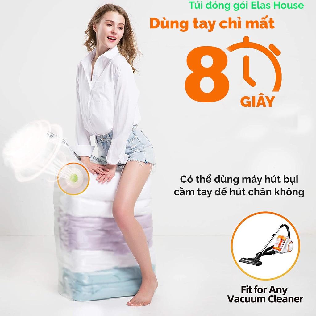 Túi hút chân không đựng quần áo Food Saver để bọc chăn màn không cần dùng bơm 2 lớp khóa zip